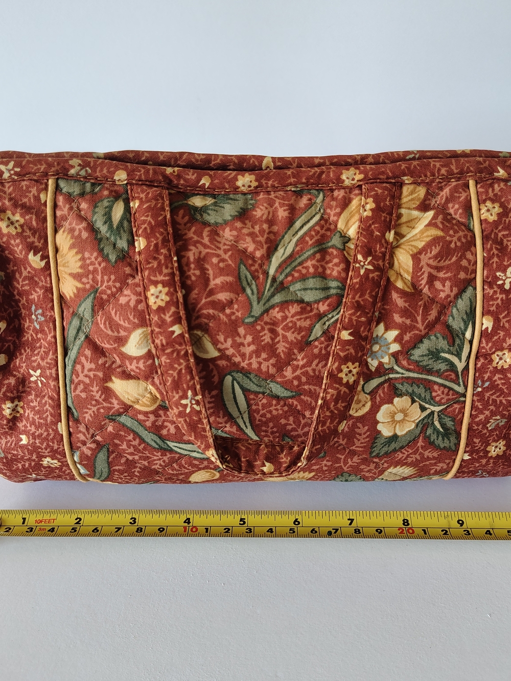 Floral Quilted Lunch Tote/ Makeup Bag in Rust - Picture 4 of 5
